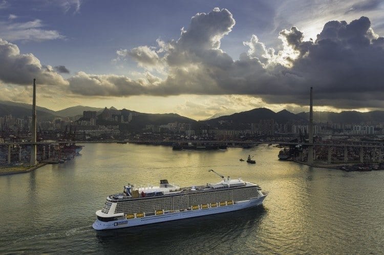 Royal Caribbean Quantum of the Seas arrives in Hong Kong.