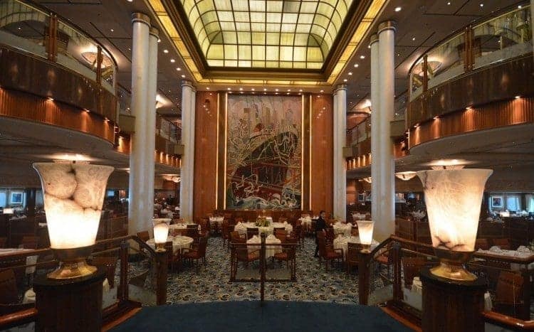 Entrance to Cunard Queen Mary 2 Britannia Dining Room.