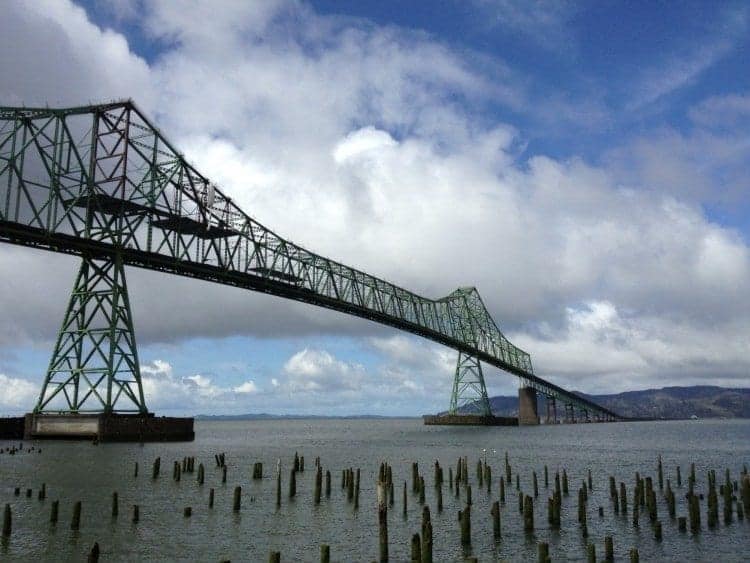 One more view of the Astoria Megler Bridge from ground level along the Riverwalk. 