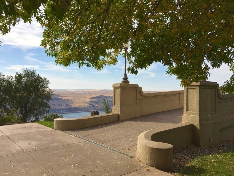 View of the Columbia River from the patio at Maryhill Museum.