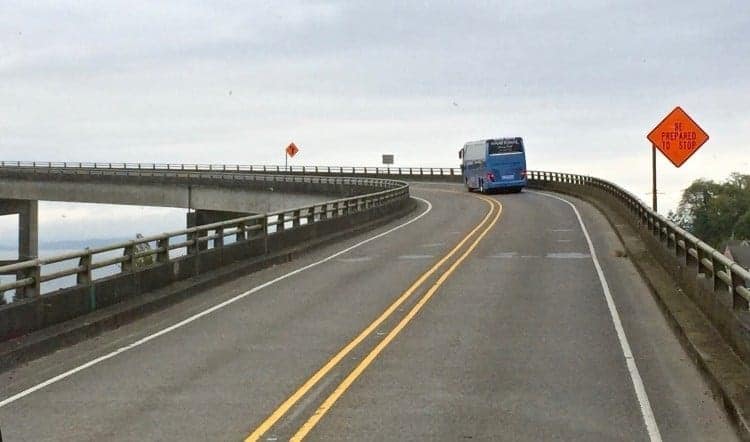 On the Un-Cruise Adventures motor coach from Astoria to Fort Clatsop