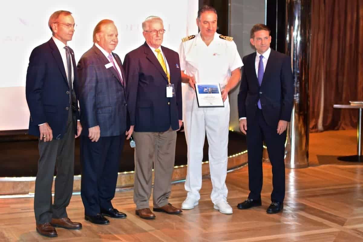 Carnival Magic traditional Plaque Exchange ceremony between local officials and the Captain.