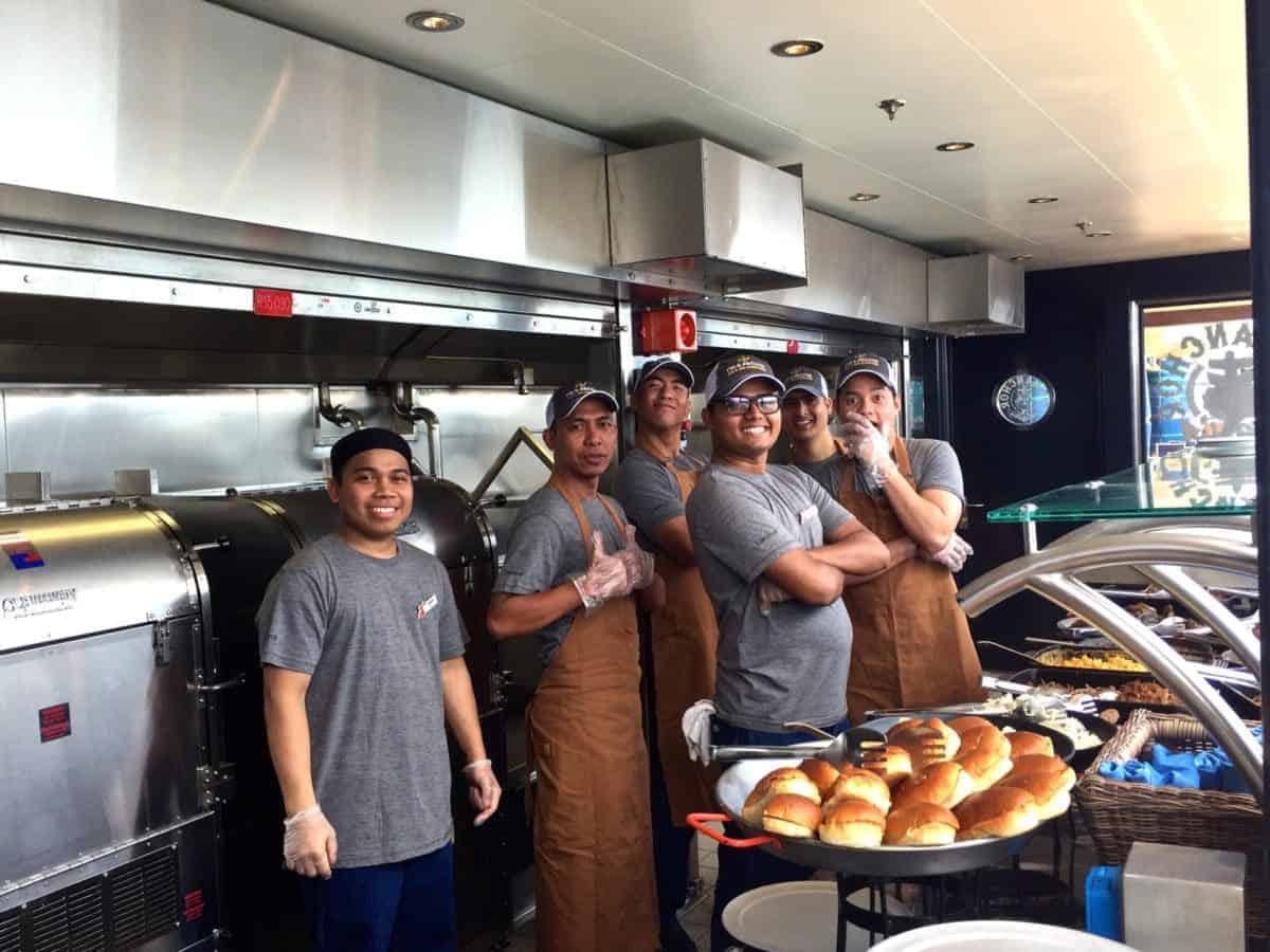 The Carnival Magic crew for the new Pig and Anchor BBQ Smokehouse.