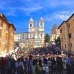 Crowded Spanish Steps in Rome in October.