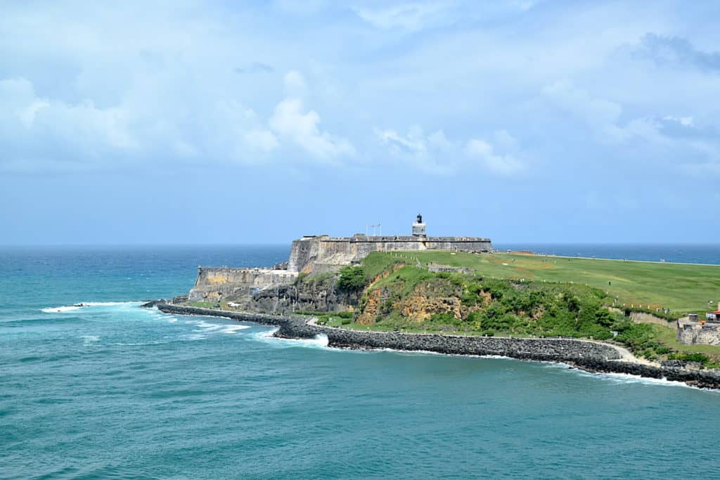 San Juan El Morro Fortress at the harbor entrance.