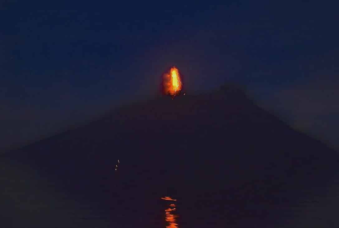 Stromboli volcano erupting