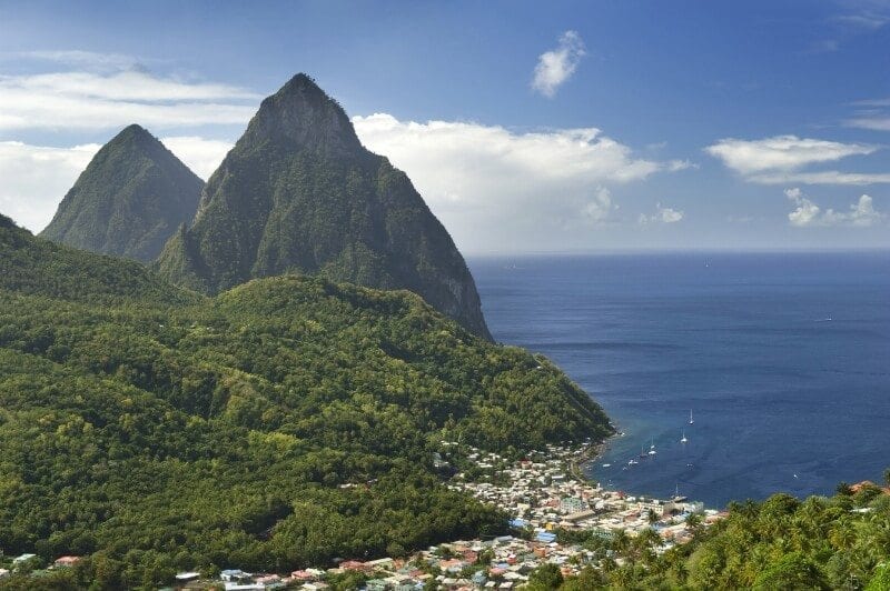 The beauty of St. Lucia awaits Disney Cruise Line guests when the Disney Wonder sails seven-night Southern Caribbean cruises from San Juan, Puerto Rico in 2018. Distinguished by twin mountain peaks, the Pitons, the island of St. Lucia is covered in lush rainforest, cascading waterfalls and white sand beaches (Kent Phillips, photographer) (PRNewsFoto/Disney Cruise Line)