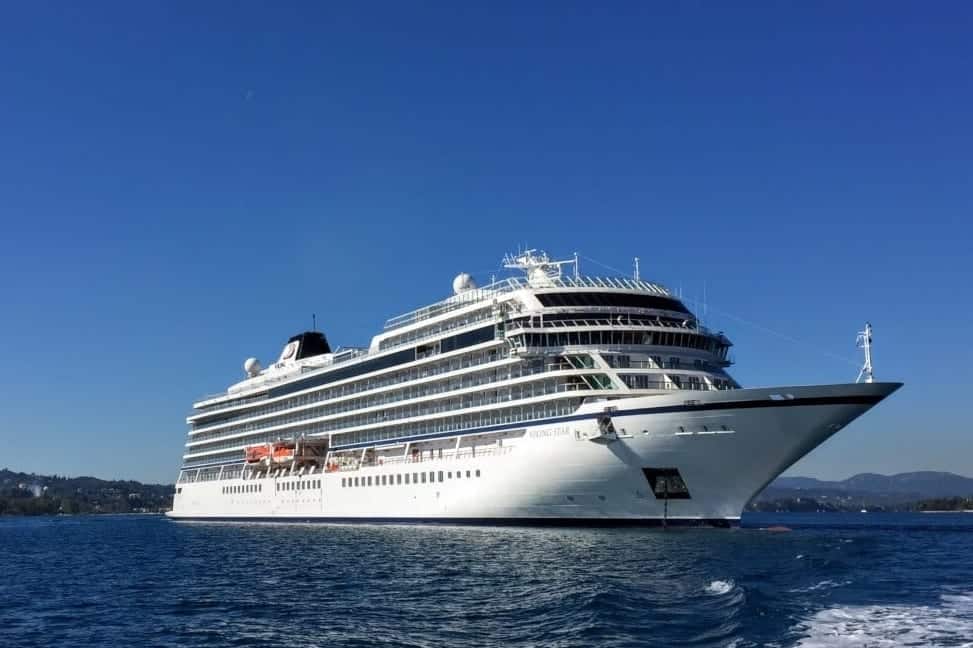 Viking Star anchored off Corfu, Greece