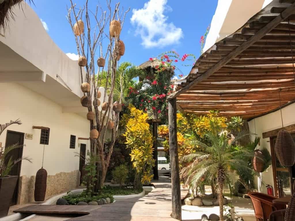 40 Canons Hotel breezeway in Mahahual, Costa Maya Mexico