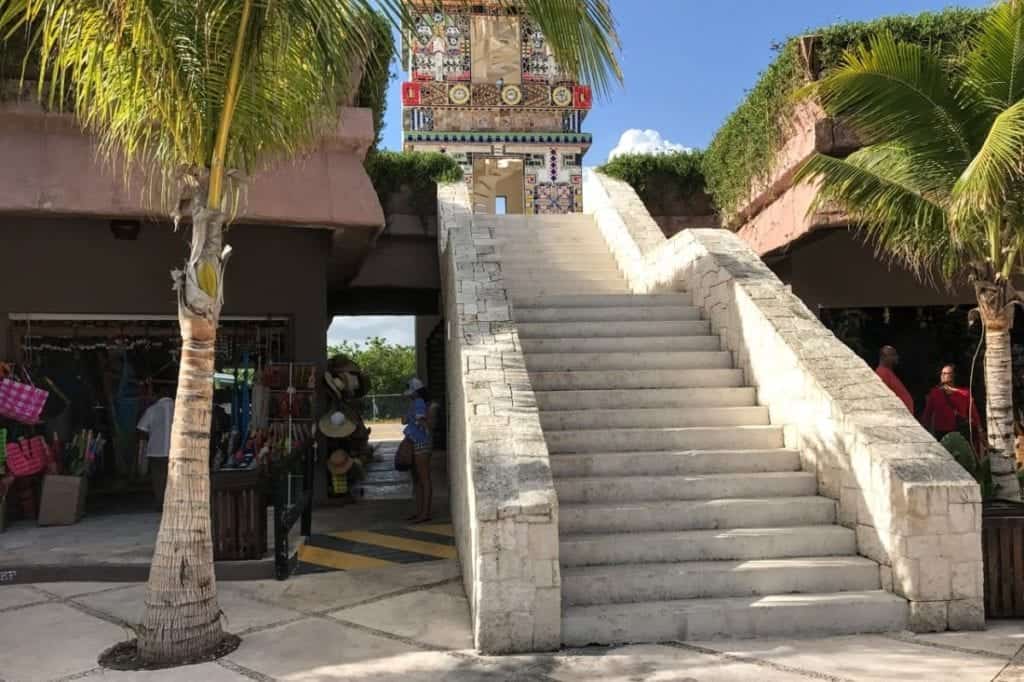 Costa Maya staircase with short cut to trolley to Mahahual