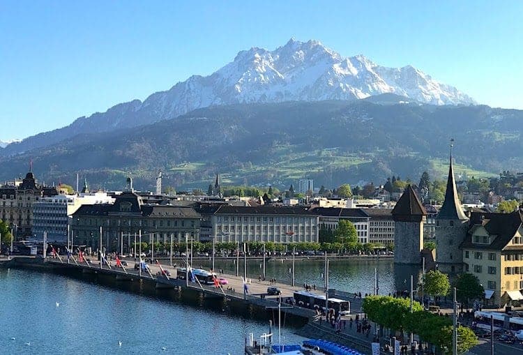Lucerne mountains and bridge