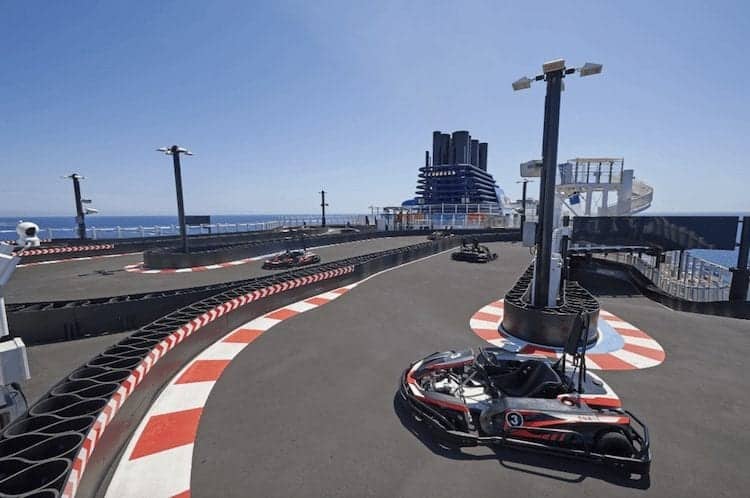 Norwegian Bliss Go-Kart race track on upper decks.
