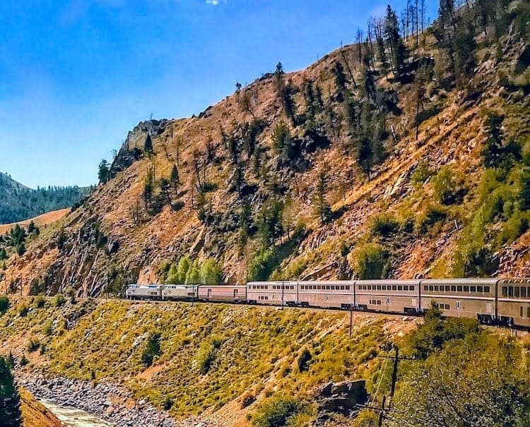 California Zephyr winds along the Colorado river.