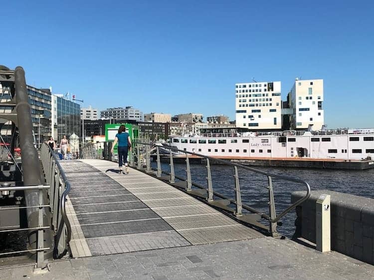 Amsterdam pedestrian bridge at dock