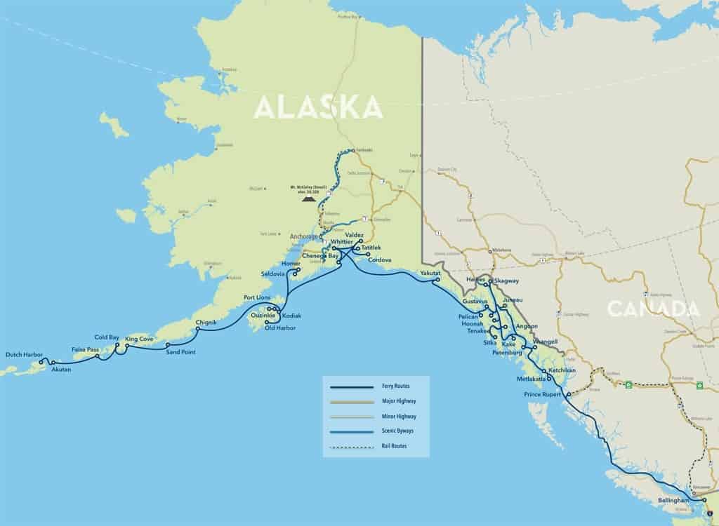 Map of the Alaska Marine HIghway System