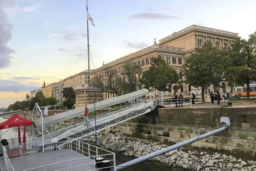 Boarding Viking Lif for our Grand European River Cruise from Budapest