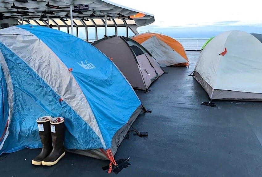 Tents aboard Alaska Marine Highway MV Columbia
