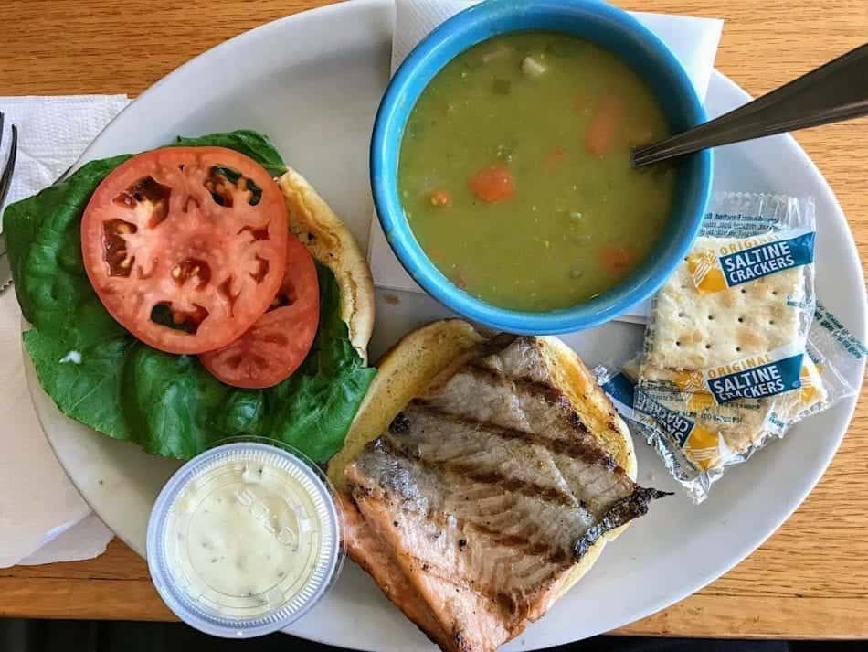 Sitka Airport Nugget Restaurant Salmon lunch