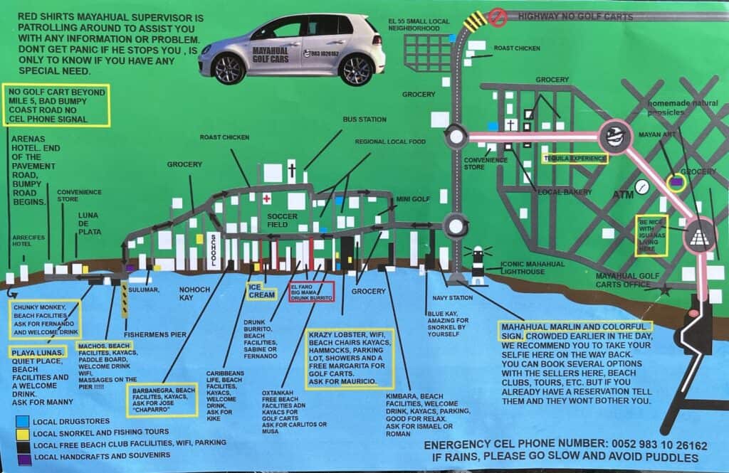 map of the costa maya and mahahual area