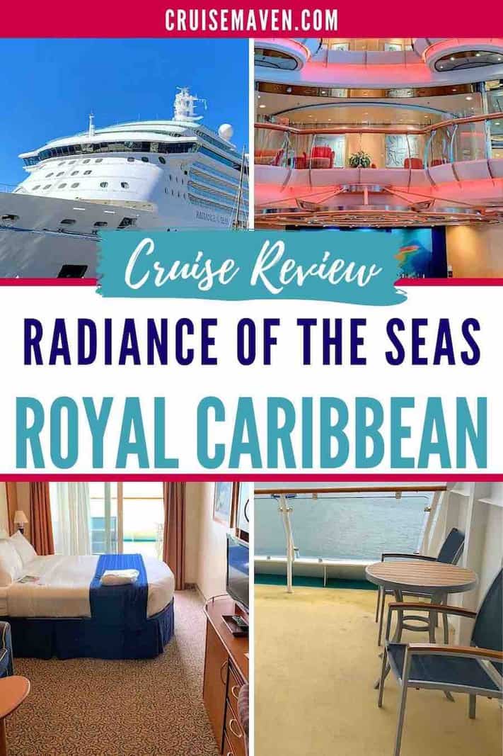 Collage of Radiance of the Seas interior photos. Text over image. 