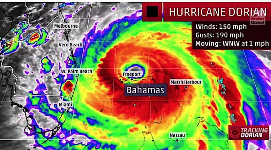 Hurricane Dorian over the Bahamas