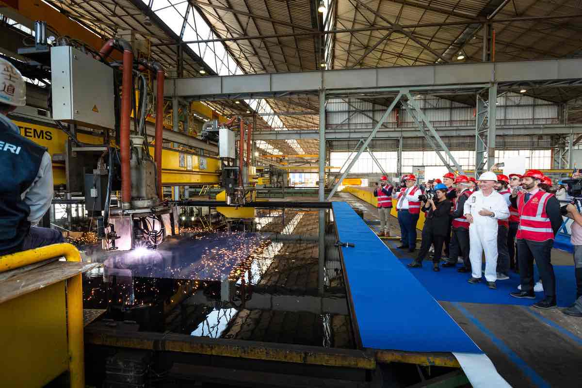 First steel being cut for new Cunard ship.