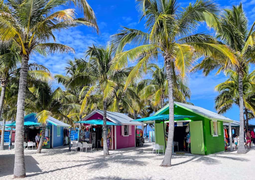 Colorful little shops in CocoCay.
