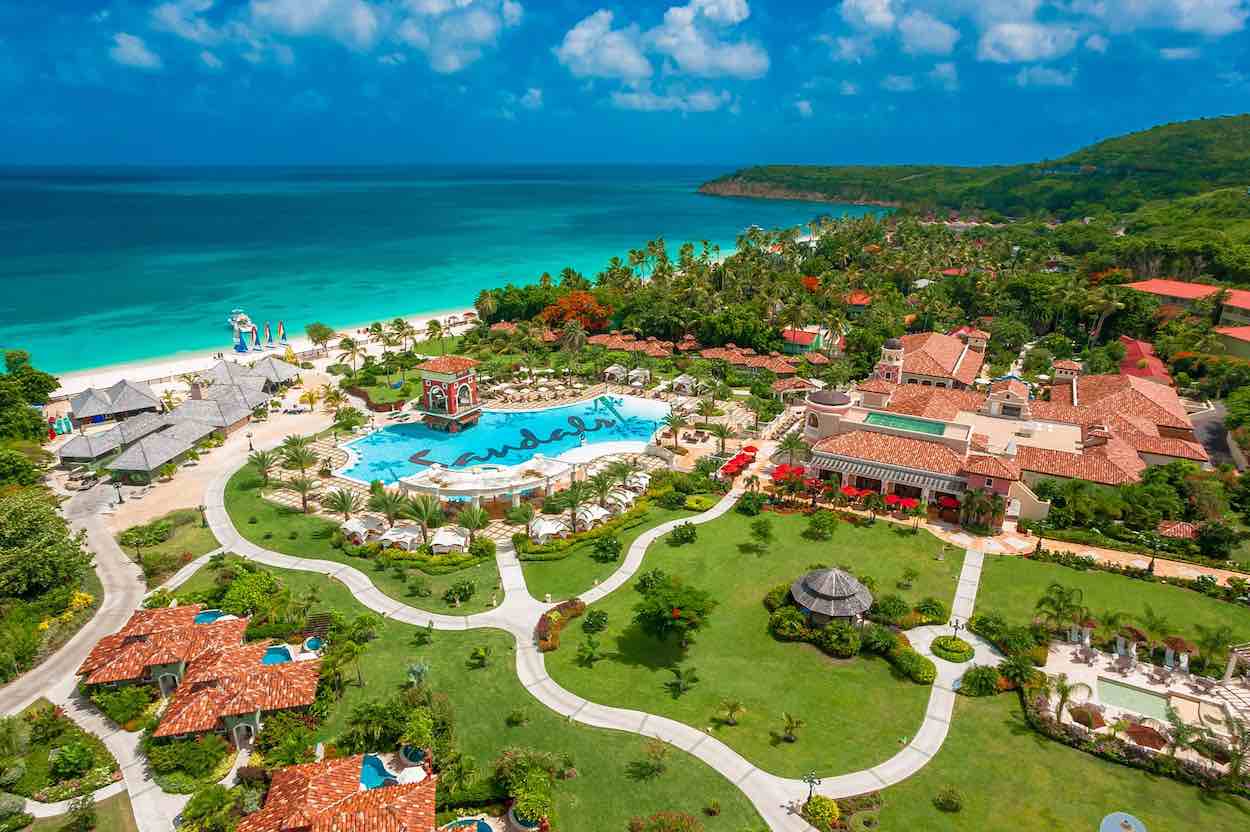 Aerial view of Sandals Grand Antigua Resort