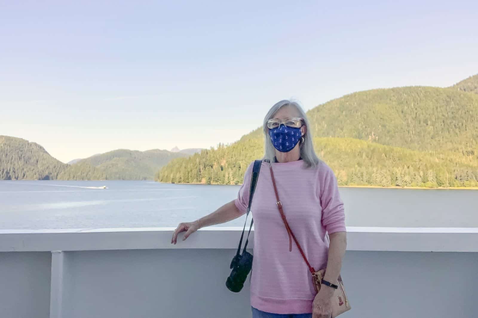  wearing a mask on board Alaska Ferry cruise