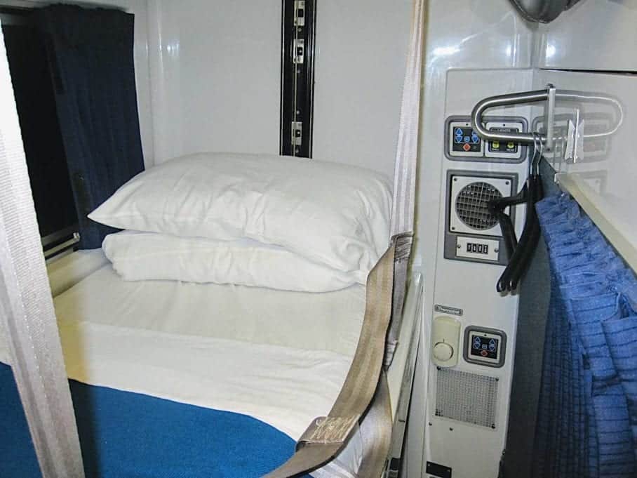 roomette upper bunk at night