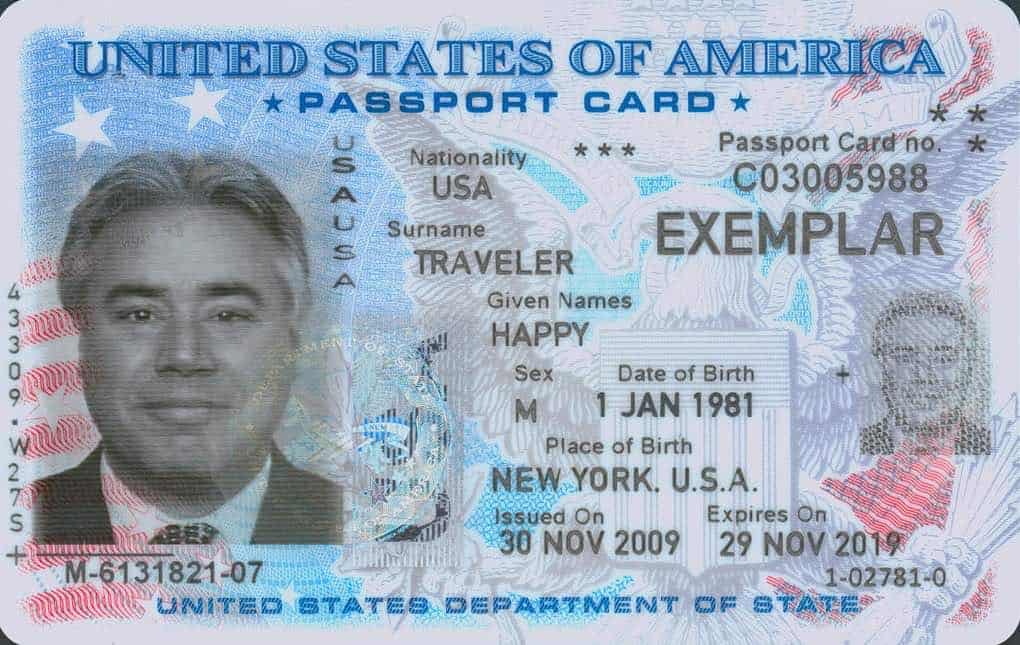 Example of a Passport Card