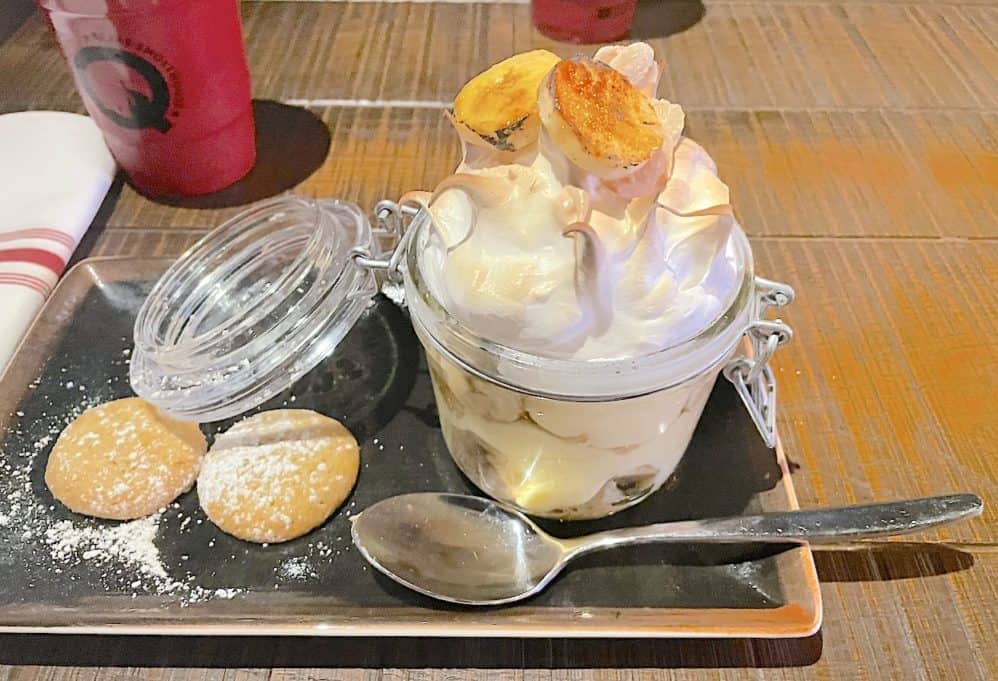 Norwegian Bliss Texas Q banana pudding dessert.