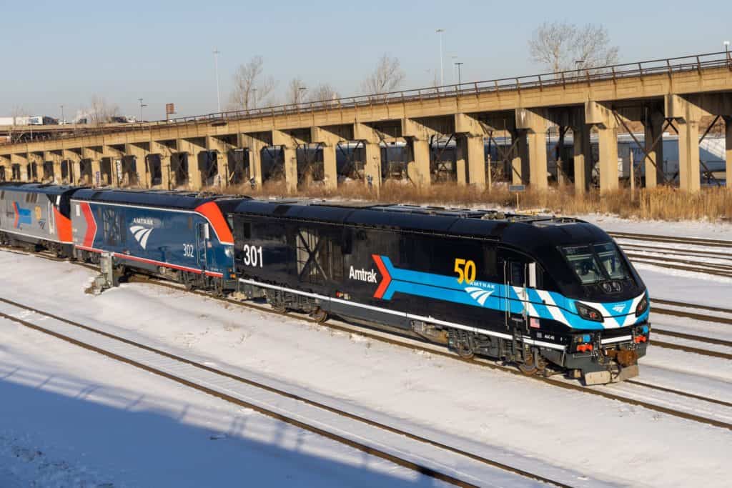 New Amtrak locomotive in Chicago.