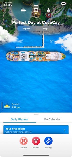 Photo of Royal Caribbean mobile app that would be on smart phone.
