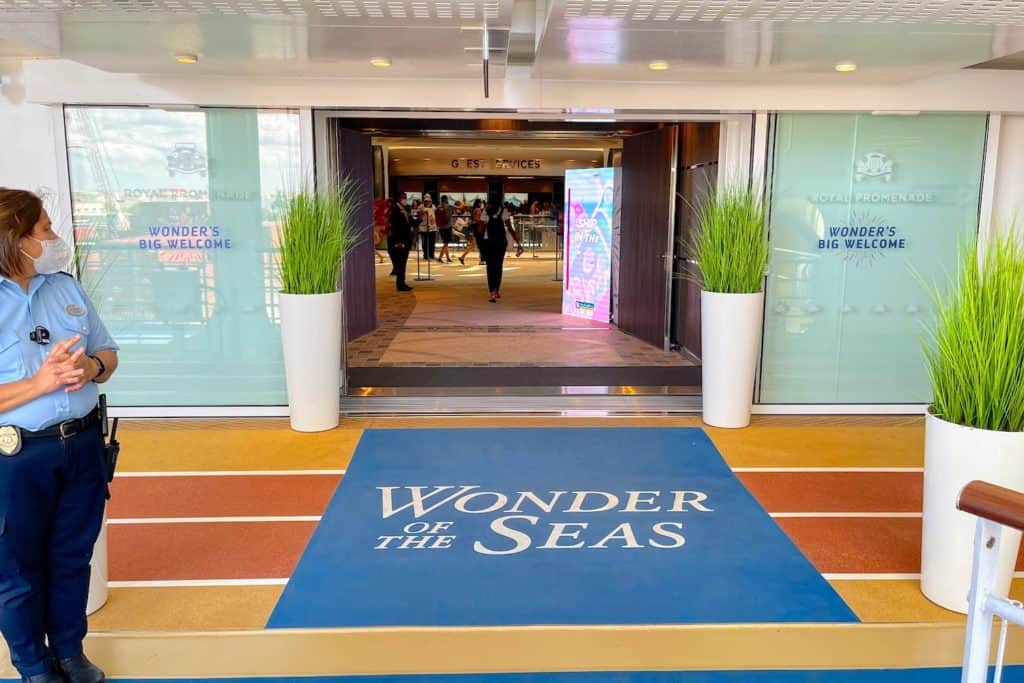 Boarding entrance to Wonder of the Seas.