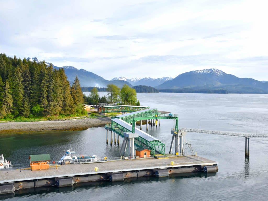 View of Icy Strait Point floating dock.