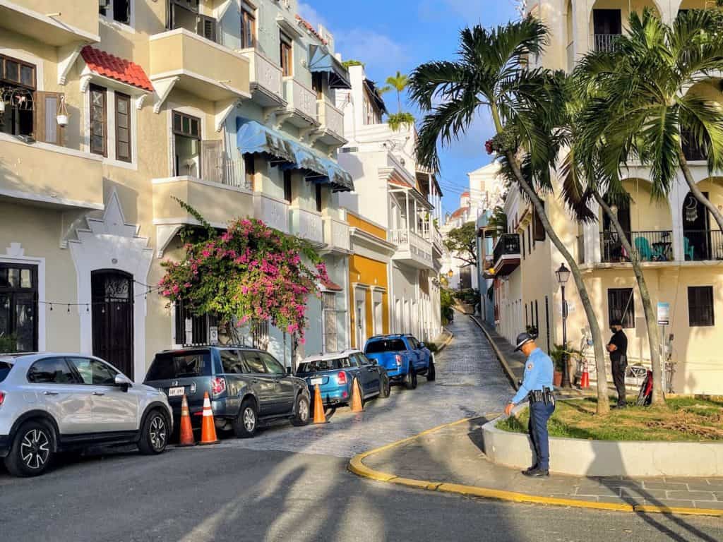 Walking along an old street in Old San Juan.