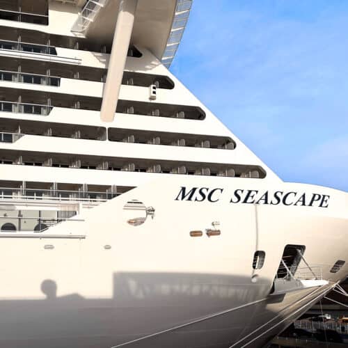 MSC Seascape bow when ship was docked in New York City.