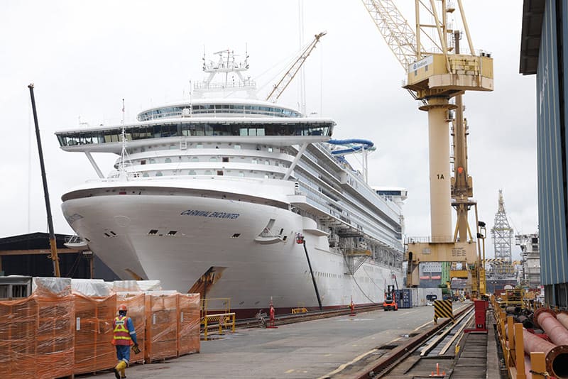 Carnival Encounter Receives Major Upgrade During Singapore Drydock Transformation