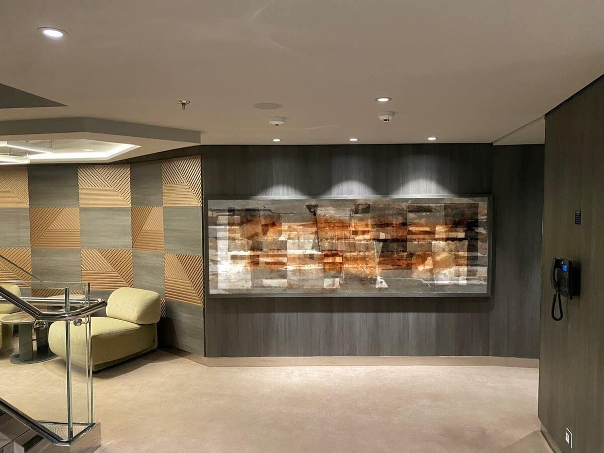 Custom artwork by Atelier Le Castel on display in the MSC Yacht Club aboard MSC World Asia