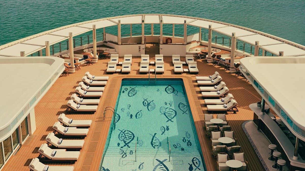 The Four Seasons I pool deck can be turned into a dance floor at night
