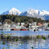 Sitka with snowcapped mountains